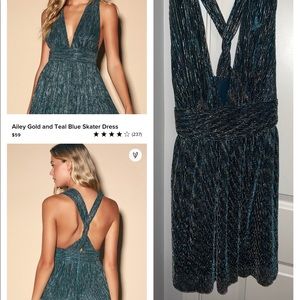 Teal and Gold cocktail dress